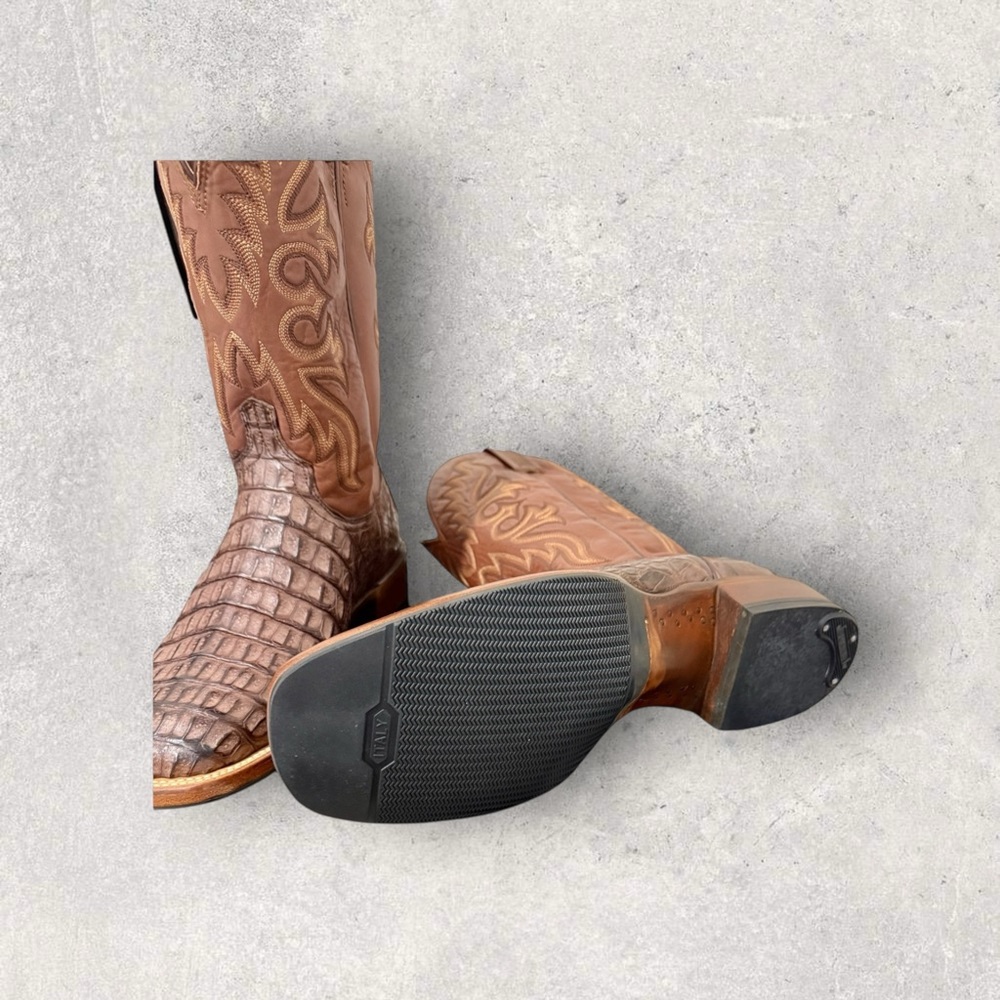 🔥🐊Lucchese Caiman Hornback Boots Sz 10D | New | Sole + Heel Protectors 🐊🔥 - Picture 11 of 14